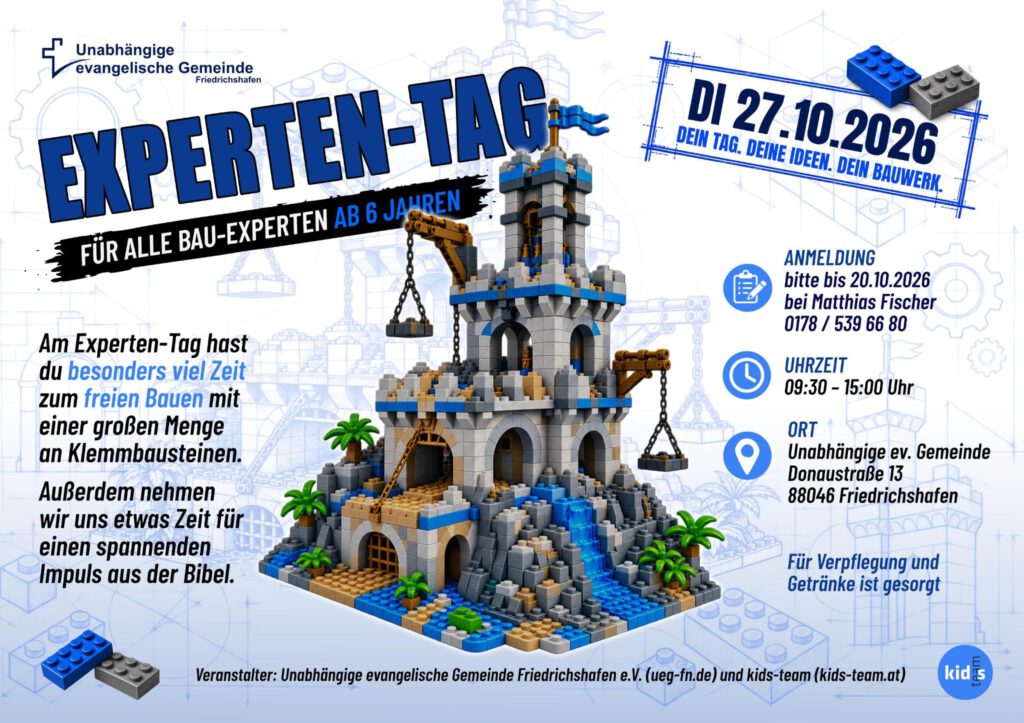 Unabhängige evangelische Gemeinde Friedrichshafen Kinder bauen Bibel – (26. & 27. Oktober 2026)