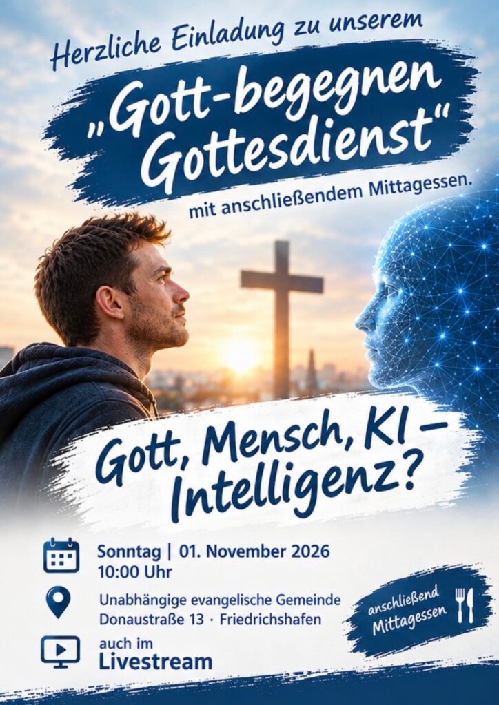 Unabhängige evangelische Gemeinde Friedrichshafen Gott begegnen - Gottesdienst (01.11.2026)